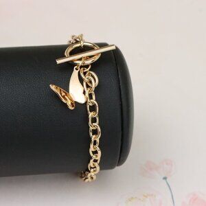 "Butterfly Charm Rose Gold Toggle Bracelet, XPBL0987